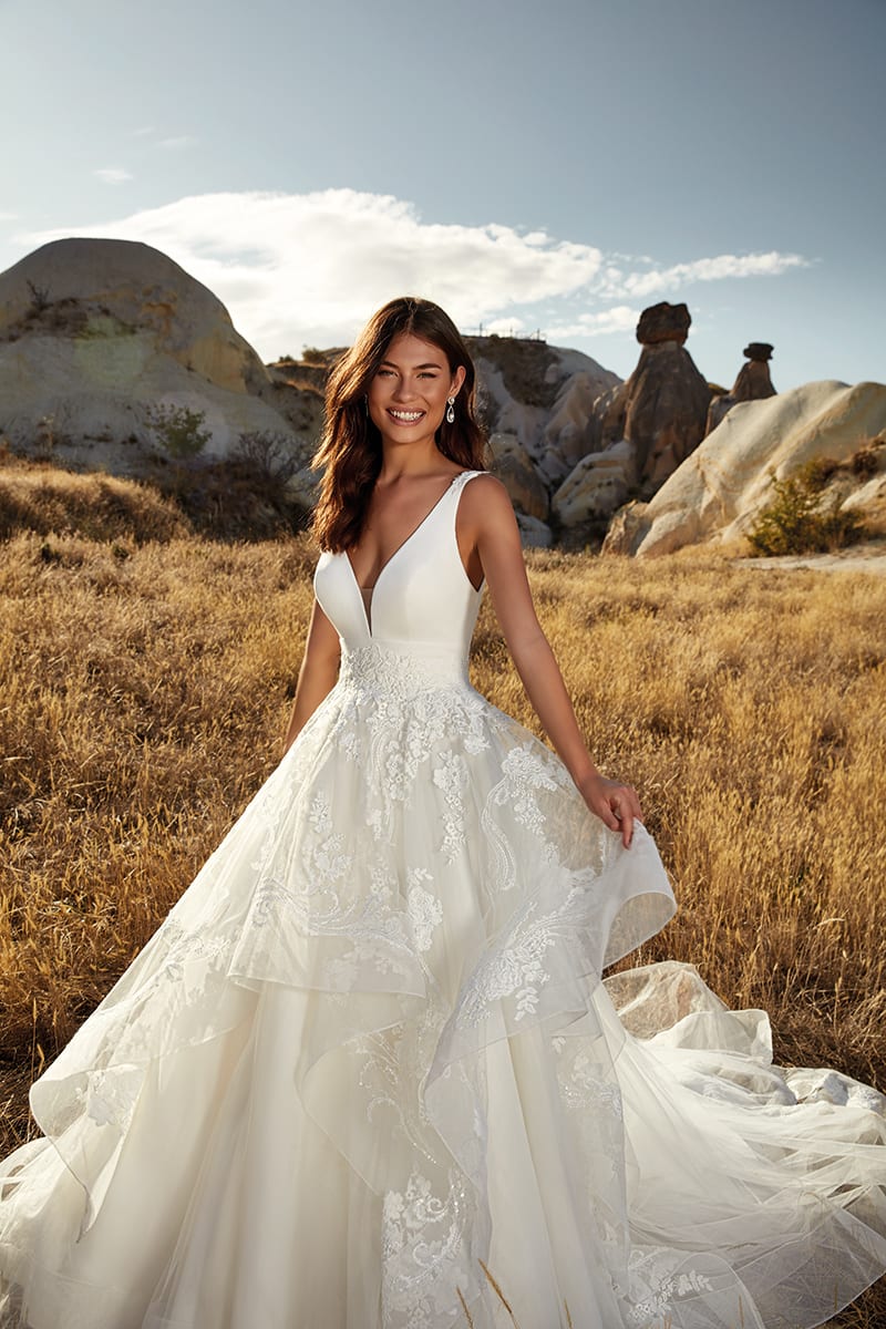 Lauren Elaine Maiden  Corset Lace Illusion Crystal Wedding Dress